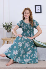 ALPINE Smocking Nighty | Beautiful Pleated Design | Side Pocket | Stylish Nighty for Trendy Women's | Your Perfect Nightwear Collection's (ALS)