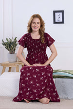 ALPINE Smocking Nighty | Beautiful Pleated Design | Side Pocket | Stylish Nighty for Trendy Women's | Your Perfect Nightwear Collection's (ALS)