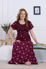 ALPINE Smocking Nighty | Beautiful Pleated Design | Side Pocket | Stylish Nighty for Trendy Women's | Your Perfect Nightwear Collection's (ALS)