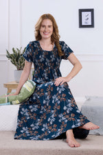 ALPINE Smocking Nighty | Beautiful Pleated Design | Side Pocket | Stylish Nighty for Trendy Women's | Your Perfect Nightwear Collection's (ALS)