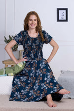 ALPINE Smocking Nighty | Beautiful Pleated Design | Side Pocket | Stylish Nighty for Trendy Women's | Your Perfect Nightwear Collection's (ALS)