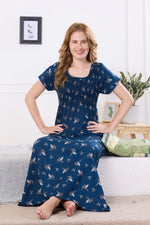 ALPINE Smocking Nighty | Beautiful Pleated Design | Side Pocket | Stylish Nighty for Trendy Women's | Your Perfect Nightwear Collection's (ALS)