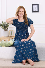 ALPINE Smocking Nighty | Beautiful Pleated Design | Side Pocket | Stylish Nighty for Trendy Women's | Your Perfect Nightwear Collection's (ALS)