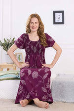 ALPINE Smocking Nighty | Beautiful Pleated Design | Side Pocket | Stylish Nighty for Trendy Women's | Your Perfect Nightwear Collection's (ALS)