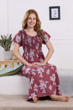 ALPINE Smocking Nighty | Beautiful Pleated Design | Side Pocket | Stylish Nighty for Trendy Women's | Your Perfect Nightwear Collection's (ALS)