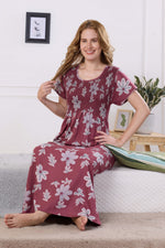 ALPINE Smocking Nighty | Beautiful Pleated Design | Side Pocket | Stylish Nighty for Trendy Women's | Your Perfect Nightwear Collection's (ALS)