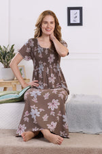 ALPINE Smocking Nighty | Beautiful Pleated Design | Side Pocket | Stylish Nighty for Trendy Women's | Your Perfect Nightwear Collection's (ALS)