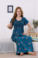 ALPINE Smocking Nighty | Beautiful Pleated Design | Side Pocket | Stylish Nighty for Trendy Women's | Your Perfect Nightwear Collection's (ALS)