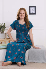 ALPINE Smocking Nighty | Beautiful Pleated Design | Side Pocket | Stylish Nighty for Trendy Women's | Your Perfect Nightwear Collection's (ALS)