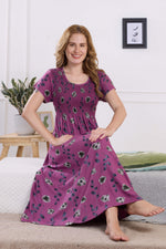 ALPINE Smocking Nighty | Beautiful Pleated Design | Side Pocket | Stylish Nighty for Trendy Women's | Your Perfect Nightwear Collection's (ALS)