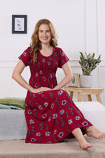 ALPINE Smocking Nighty | Beautiful Pleated Design | Side Pocket | Stylish Nighty for Trendy Women's | Your Perfect Nightwear Collection's (ALS)