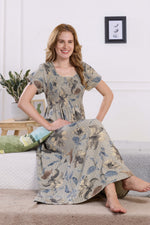 ALPINE Smocking Nighty | Beautiful Pleated Design | Side Pocket | Stylish Nighty for Trendy Women's | Your Perfect Nightwear Collection's (ALS)