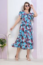 Imported Rayon MAXI FROCK Model Nighties | Fancy Petal Sleeve | Fancy Neck & Side Pocket | Pleated Frock MAXI Style | Trendy Collection's for Stylish Women & Teenage Girl (IRM)