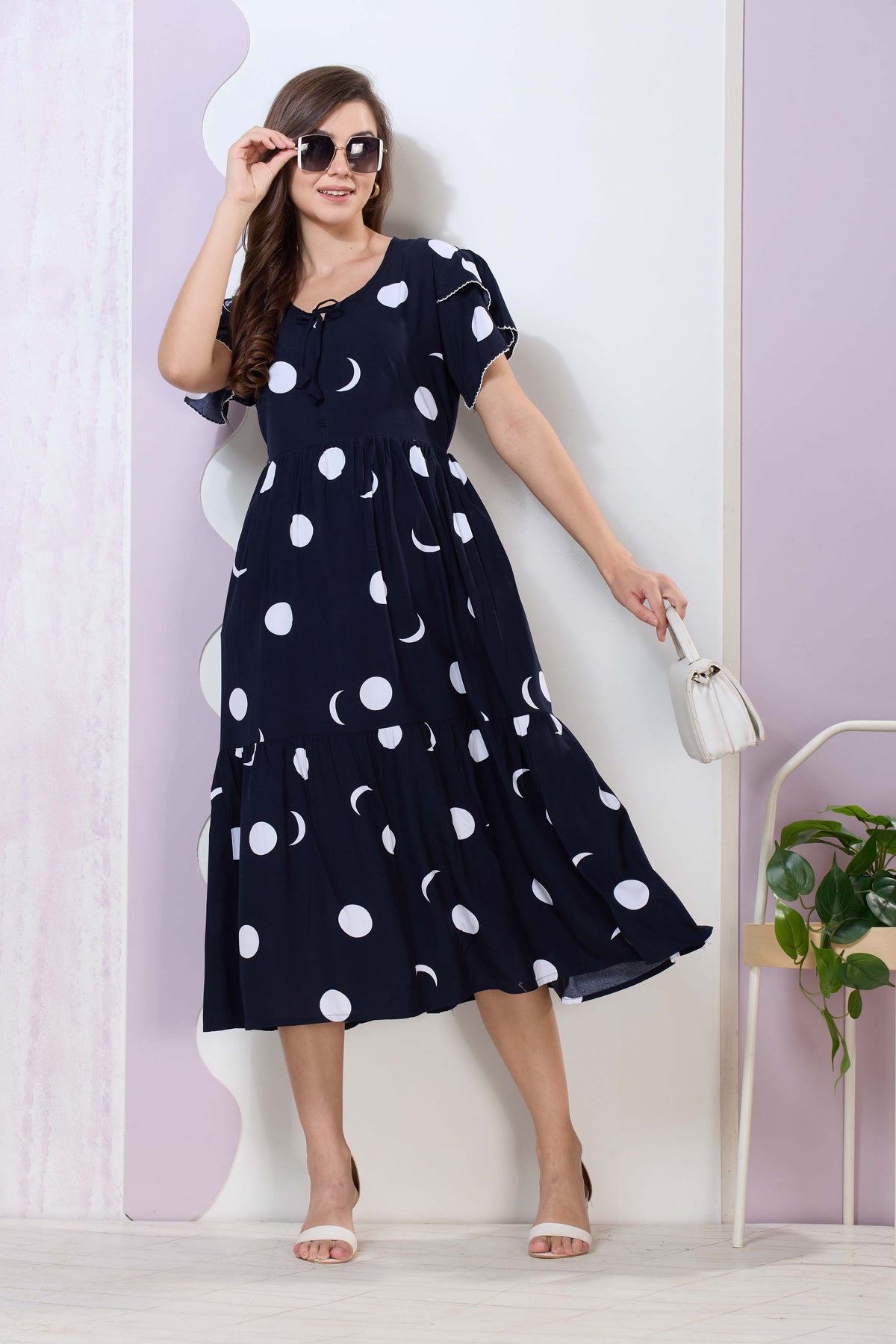 Imported Rayon MAXI FROCK Model Nighties | Fancy Petal Sleeve | Fancy Neck & Side Pocket | Pleated Frock MAXI Style | Trendy Collection's for Stylish Women & Teenage Girl (IRM)