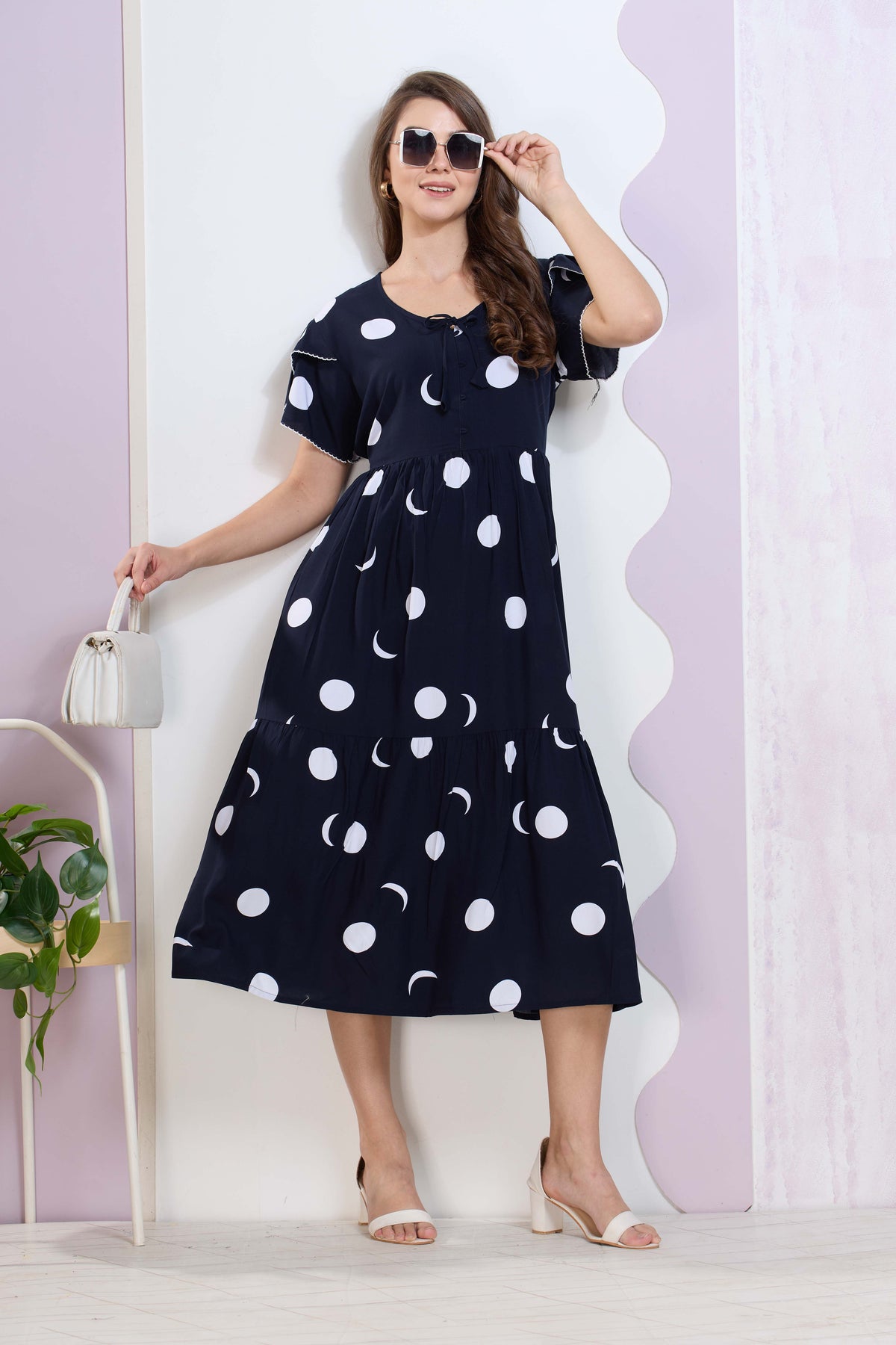 Imported Rayon MAXI FROCK Model Nighties | Fancy Petal Sleeve | Fancy Neck & Side Pocket | Pleated Frock MAXI Style | Trendy Collection's for Stylish Women & Teenage Girl (IRM)