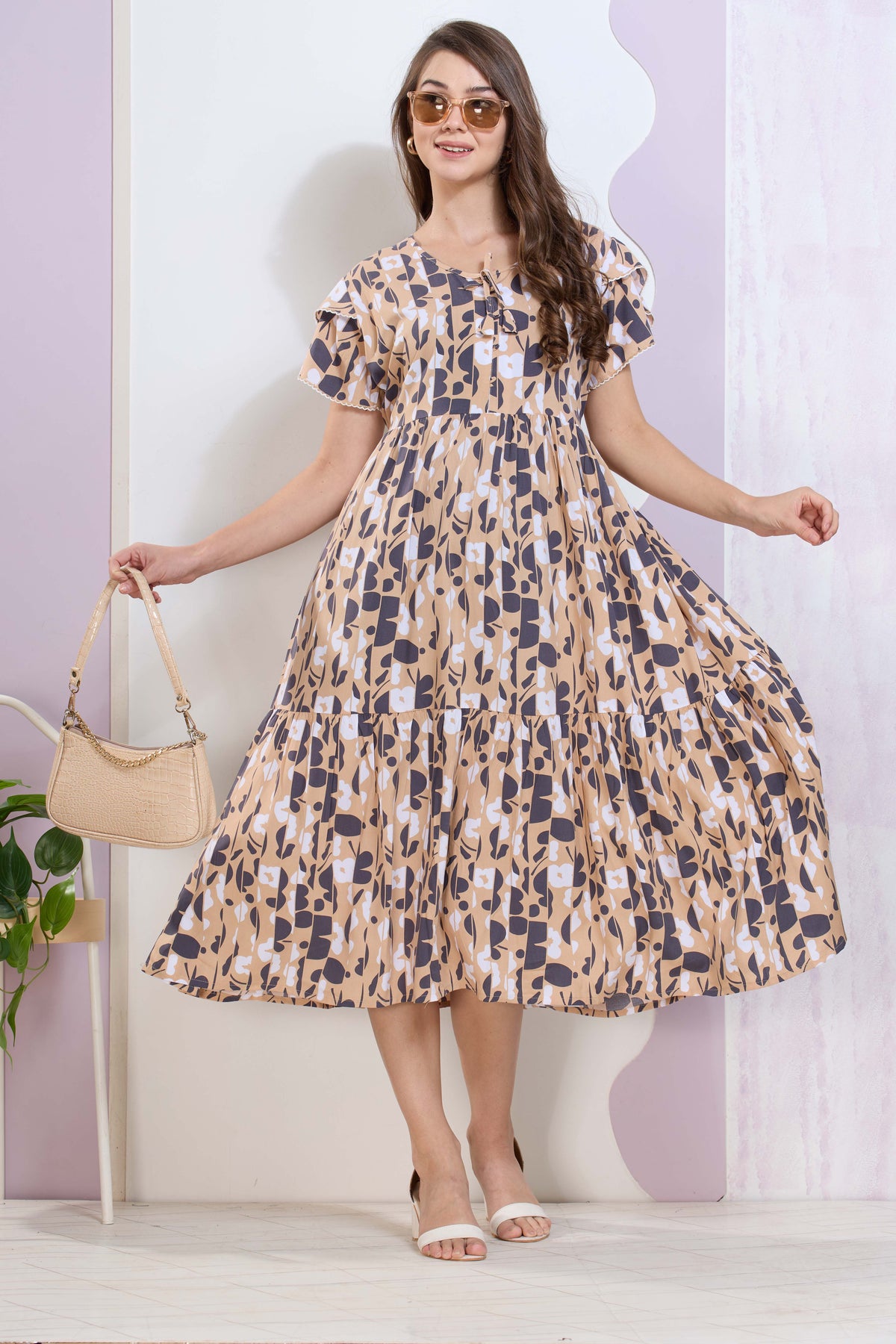 Imported Rayon MAXI FROCK Model Nighties | Fancy Petal Sleeve | Fancy Neck & Side Pocket | Pleated Frock MAXI Style | Trendy Collection's for Stylish Women & Teenage Girl (IRM)