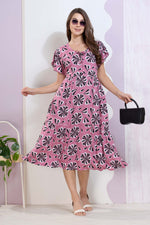 Imported Rayon MAXI FROCK Model Nighties | Fancy Petal Sleeve | Fancy Neck & Side Pocket | Pleated Frock MAXI Style | Trendy Collection's for Stylish Women & Teenage Girl (IRM)