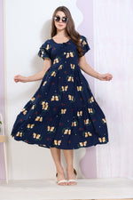 Imported Rayon MAXI FROCK Model Nighties | Fancy Petal Sleeve | Fancy Neck & Side Pocket | Pleated Frock MAXI Style | Trendy Collection's for Stylish Women & Teenage Girl (IRM)