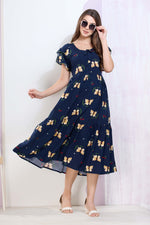 Imported Rayon MAXI FROCK Model Nighties | Fancy Petal Sleeve | Fancy Neck & Side Pocket | Pleated Frock MAXI Style | Trendy Collection's for Stylish Women & Teenage Girl (IRM)