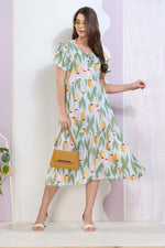 Imported Rayon MAXI FROCK Model Nighties | Fancy Petal Sleeve | Fancy Neck & Side Pocket | Pleated Frock MAXI Style | Trendy Collection's for Stylish Women & Teenage Girl (IRM)