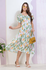 Imported Rayon MAXI FROCK Model Nighties | Fancy Petal Sleeve | Fancy Neck & Side Pocket | Pleated Frock MAXI Style | Trendy Collection's for Stylish Women & Teenage Girl (IRM)