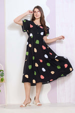 Imported Rayon MAXI FROCK Model Nighties | Fancy Petal Sleeve | Fancy Neck & Side Pocket | Pleated Frock MAXI Style | Trendy Collection's for Stylish Women & Teenage Girl (IRM)