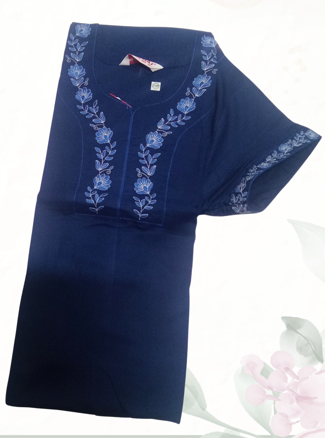 ALPINE Women’s Soft Cotton Embroidered Nighty – Purple Full Length Comfort Fit Night Dress with Side Pocket & Round Neck (HCC)