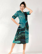 MANGAI Premium Rayon Collar MAXI Nighty for Women | Long Sleeve Stylish Nightwear for Women and Teenager | Perfect Stylish Nightwear (CM)