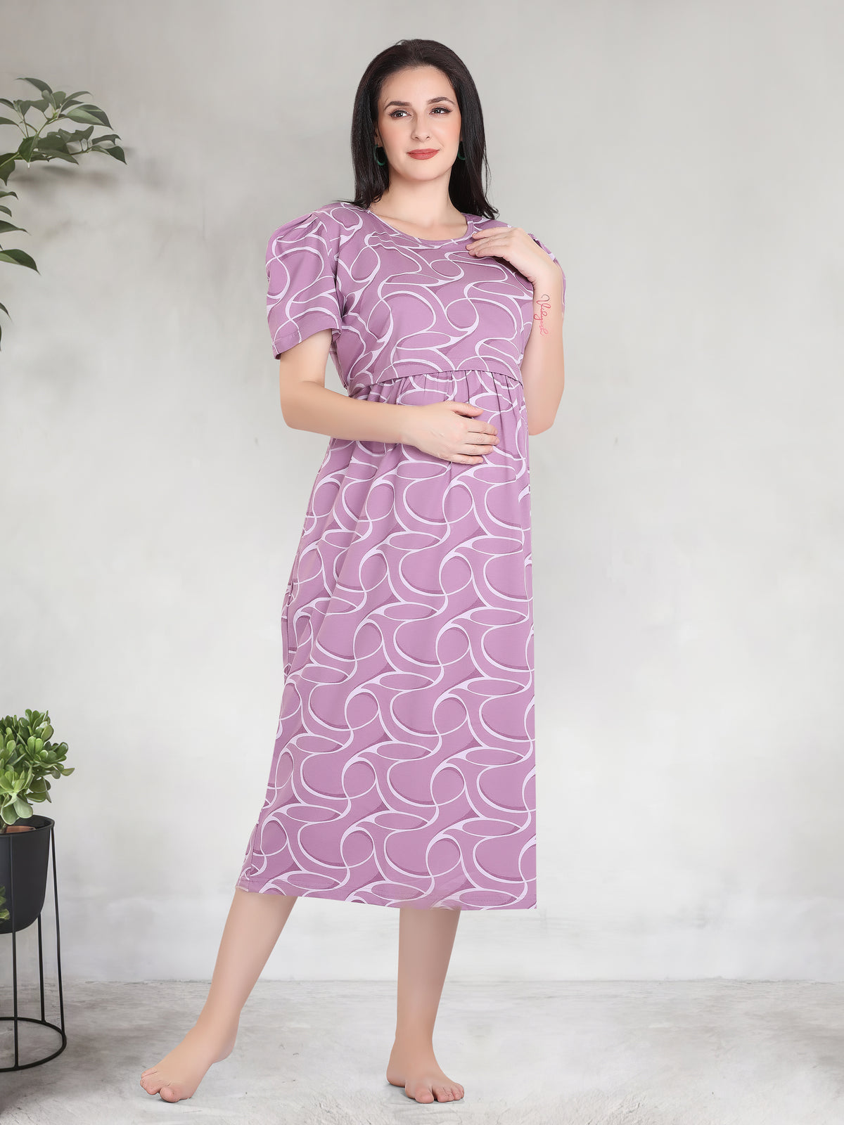 New HOSIERY Cotton Zipless Feeding Wear | Fancy Sleeve with Round Neck | Flap Open Zipless Feeding wear for Pregnancy Women (MMG)