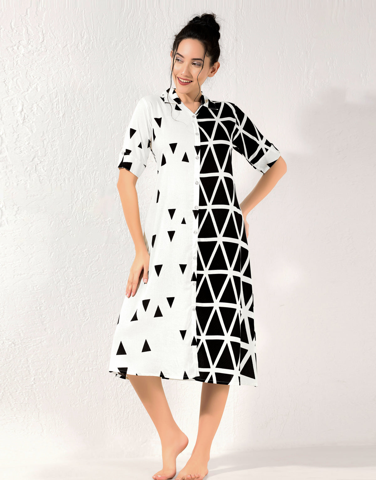 MANGAI Premium Rayon Collar MAXI Nighty for Women | Long Sleeve Stylish Nightwear for Women and Teenager | Perfect Stylish Nightwear (CM)