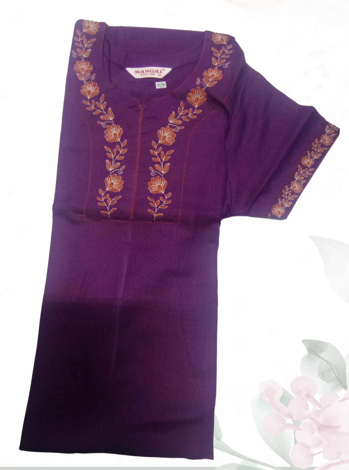 ALPINE Women’s Embroidered Full Length Nighty – Soft & Smooth Comfort Fit Daily Wear Night Dress with Side Pocket, Round Neck Purple Nighty (HCC)