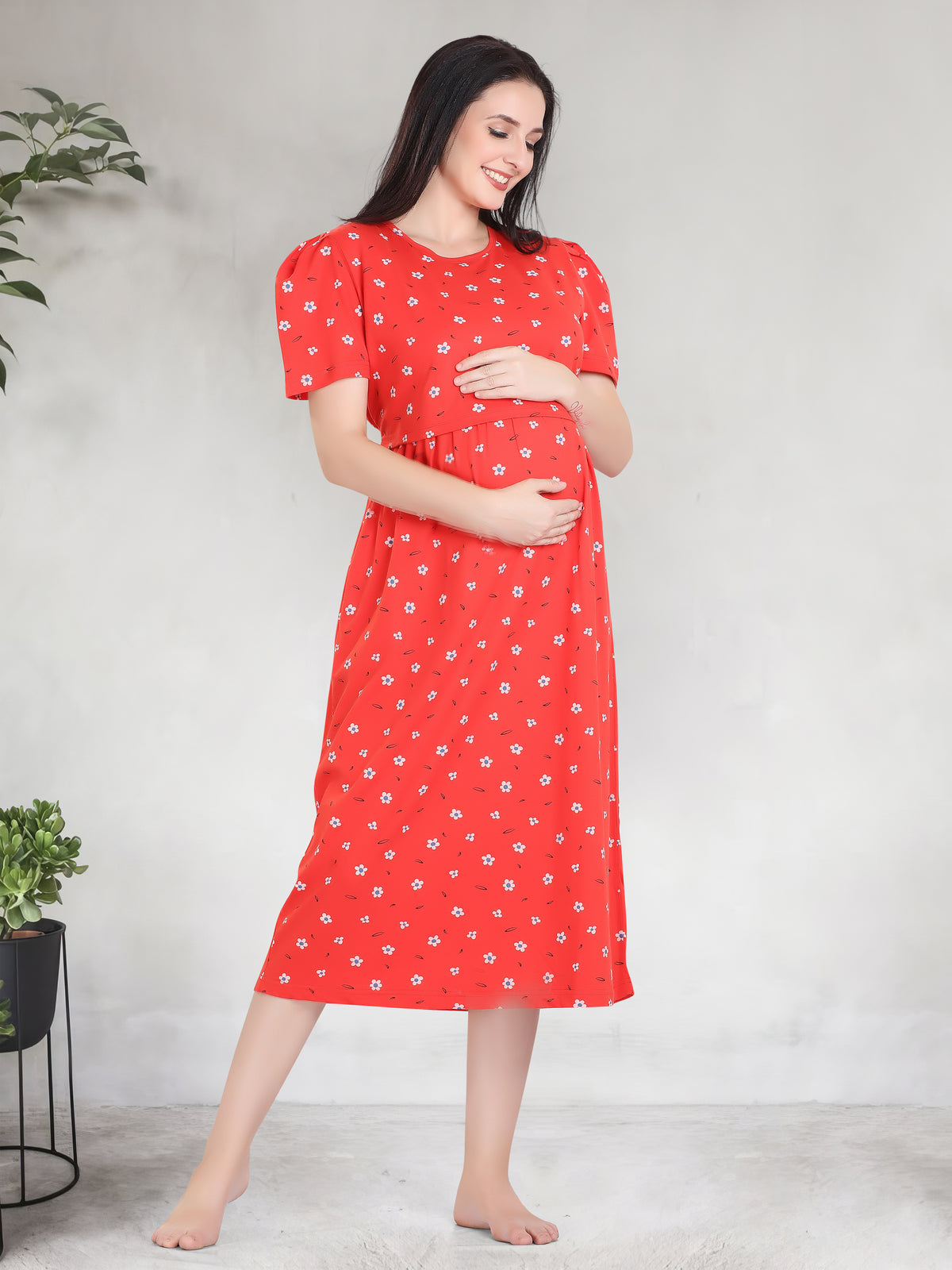 New HOSIERY Cotton Zipless Feeding Wear | Fancy Sleeve with Round Neck | Flap Open Zipless Feeding wear for Pregnancy Women (MMG)