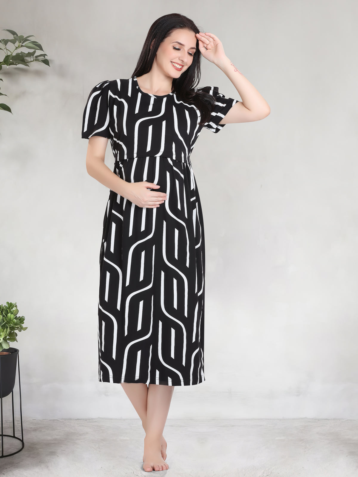 New HOSIERY Cotton Zipless Feeding Wear | Fancy Sleeve with Round Neck | Flap Open Zipless Feeding wear for Pregnancy Women (MMG)