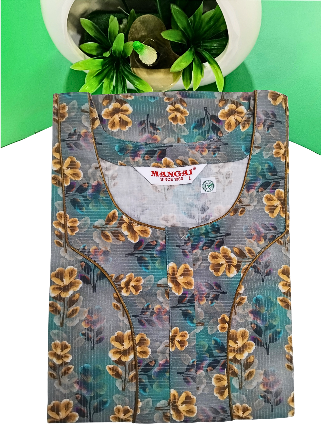 MANGAI New Regular Fit Cotton Printed Nighties - All Over Printed Stylish Nightwear for Stylish Women | Side Cut Pocket | Beautiful Nighties for Stylish Women's | Colourful Printed Cotton Nighties (CMC)