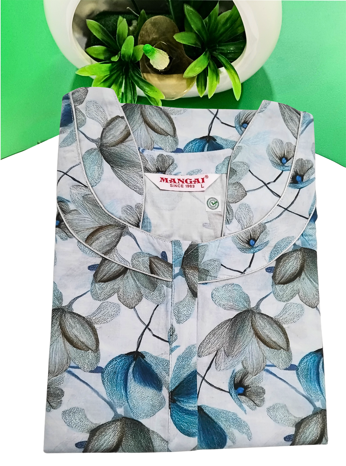 MANGAI New Regular Fit Cotton Printed Nighties - All Over Printed Stylish Nightwear for Stylish Women | Side Cut Pocket | Beautiful Nighties for Stylish Women's | Colourful Printed Cotton Nighties (CMC)