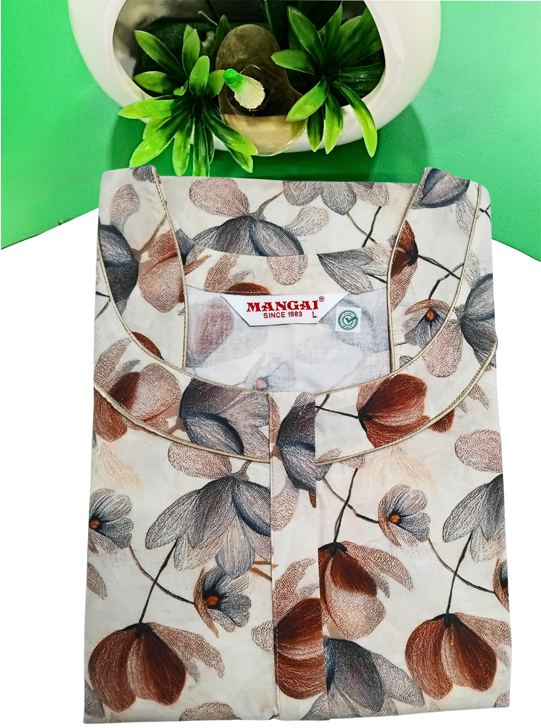 MANGAI New Regular Fit Cotton Printed Nighties - All Over Printed Stylish Nightwear for Stylish Women | Side Cut Pocket | Beautiful Nighties for Stylish Women's | Colourful Printed Cotton Nighties (CMC)