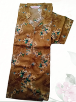 MANGAI Floral Printed Cotton Nighty for Women | Collar Model Full Length Nightwear with Front Zip & Pocket | Soft Daily Wear (ATR)