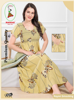 MANGAI Premium RAYON Smocking Nighty | Beautiful Pleated Design | Side Pocket | Stylish Nighty for Trendy Women's | Your Perfect Nightwear Collection's (RYS)