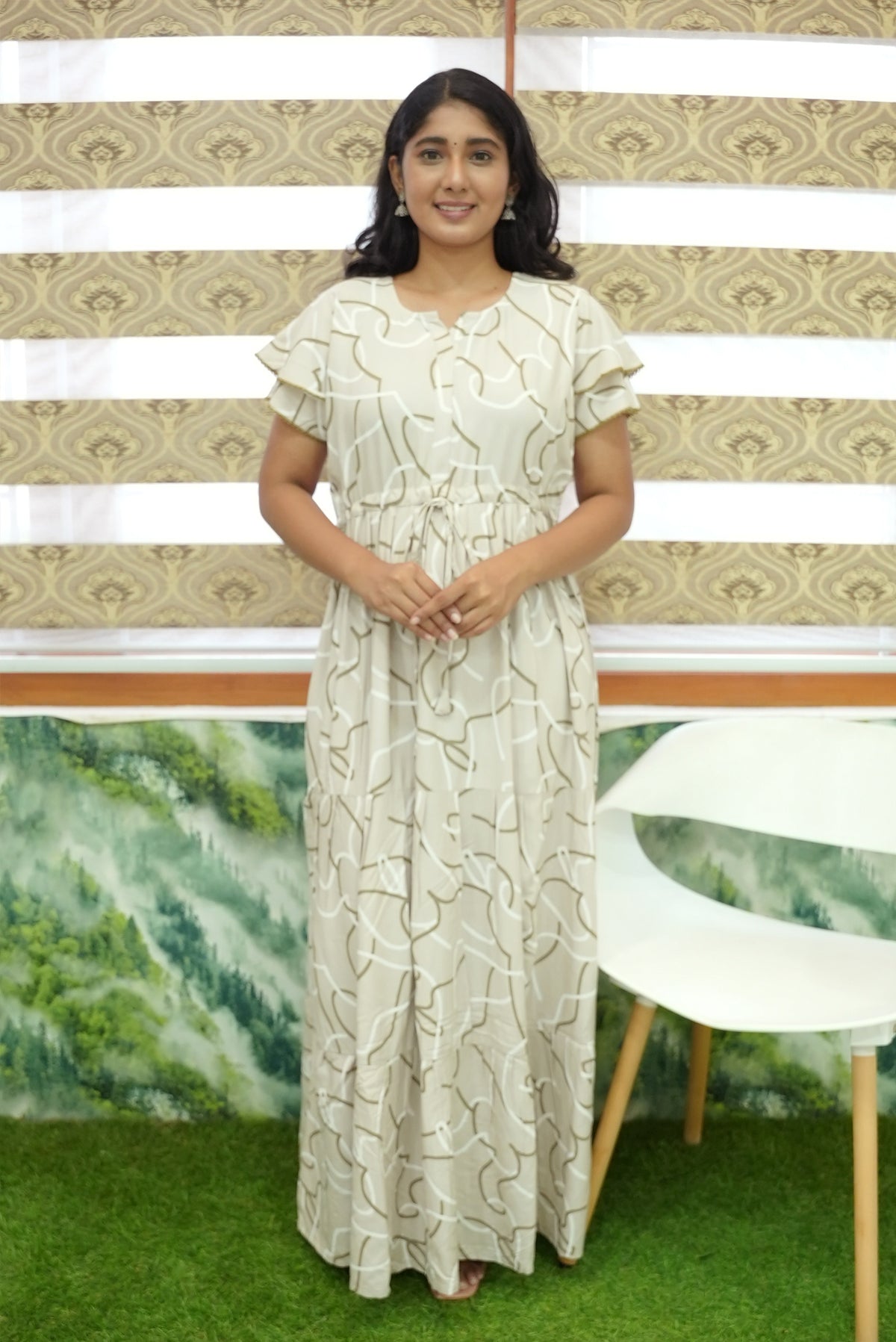 Stylish Arrivals Rayon Gathering Frock Model Night Gown's | Front Adjustable Gathering Style Rope Rope | Double Layer Sleeve | Trending Collection's for Stylish Women's (GFK)