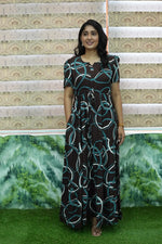 Stylish Arrivals Rayon Gathering Frock Model Night Gown's | Front Adjustable Gathering Style Rope Rope | Puff Sleeve | Trending Collection's for Stylish Women's (GFK)