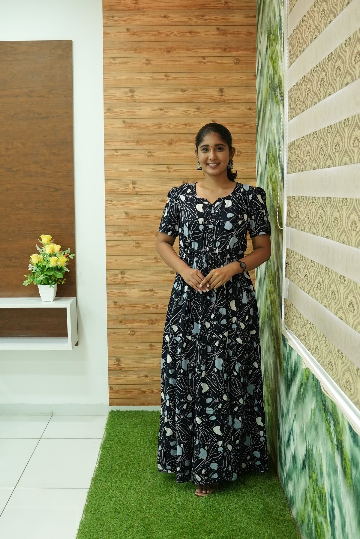 Stylish Arrivals Rayon Gathering Frock Model Night Gown's | Front Adjustable Gathering Style Rope Rope | Puff Sleeve | Trending Collection's for Stylish Women's (GFK)