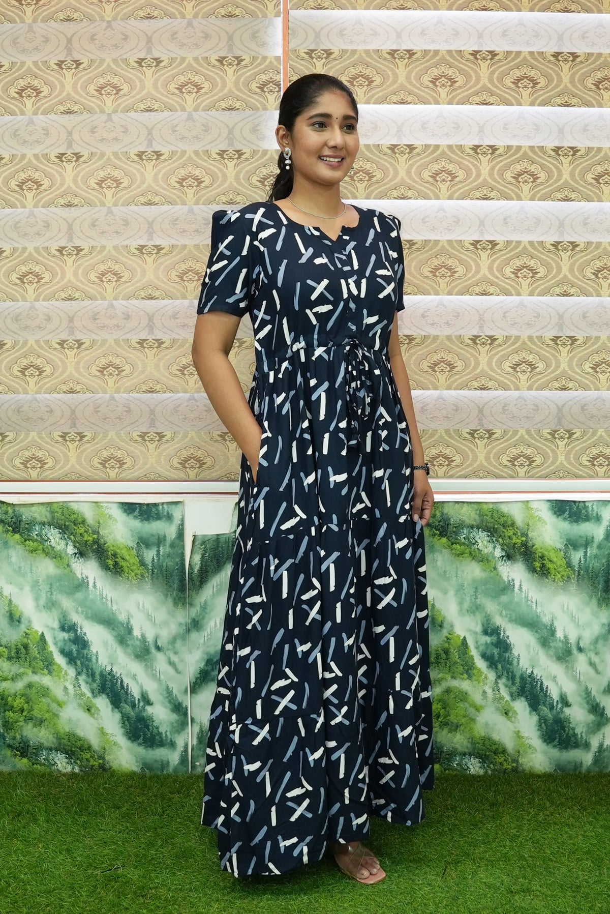 Stylish Arrivals Rayon Gathering Frock Model Night Gown's | Front Adjustable Gathering Style Rope Rope | Puff Sleeve | Trending Collection's for Stylish Women's (GFK)