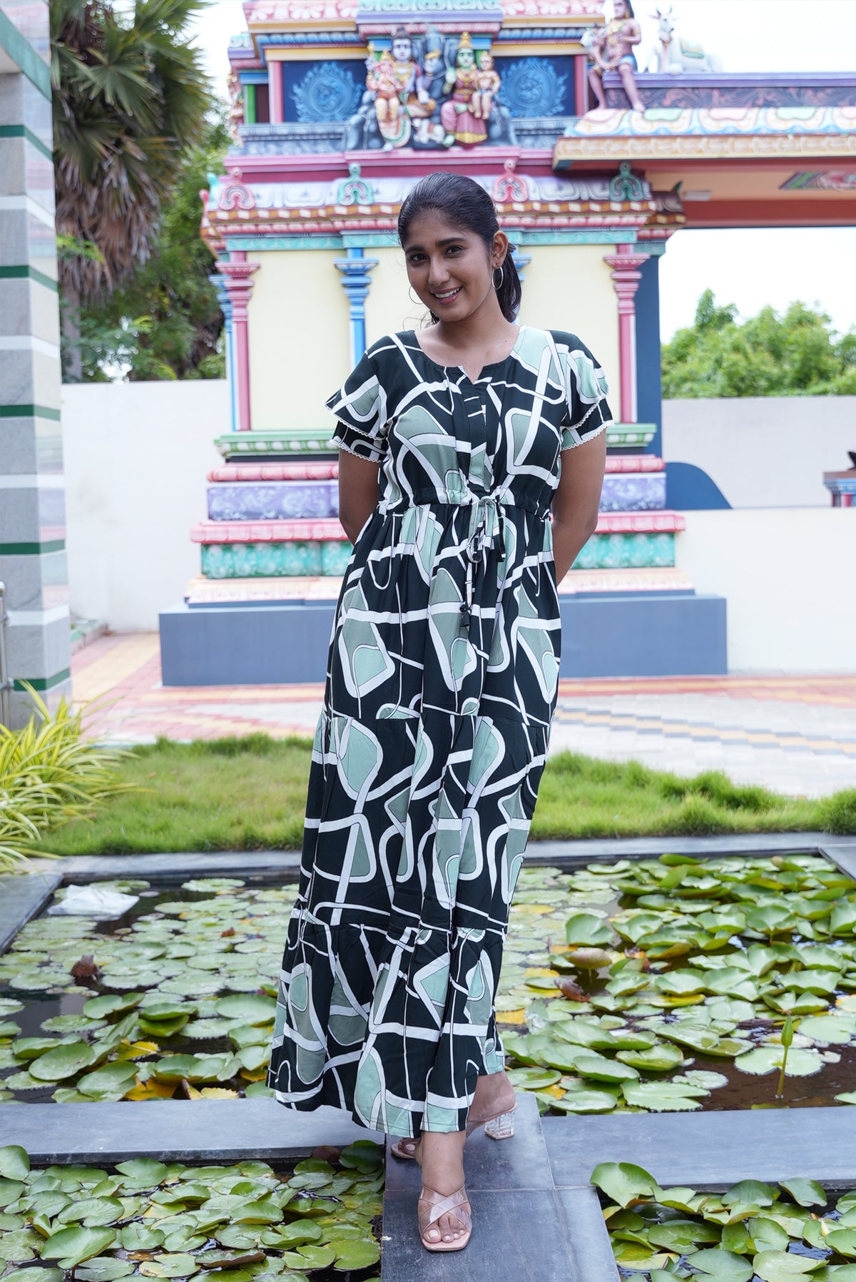 Stylish Arrivals Rayon Gathering Frock Model Night Gown's | Front Adjustable Gathering Style Rope Rope | Double Layer Sleeve | Trending Collection's for Stylish Women's (GFK)