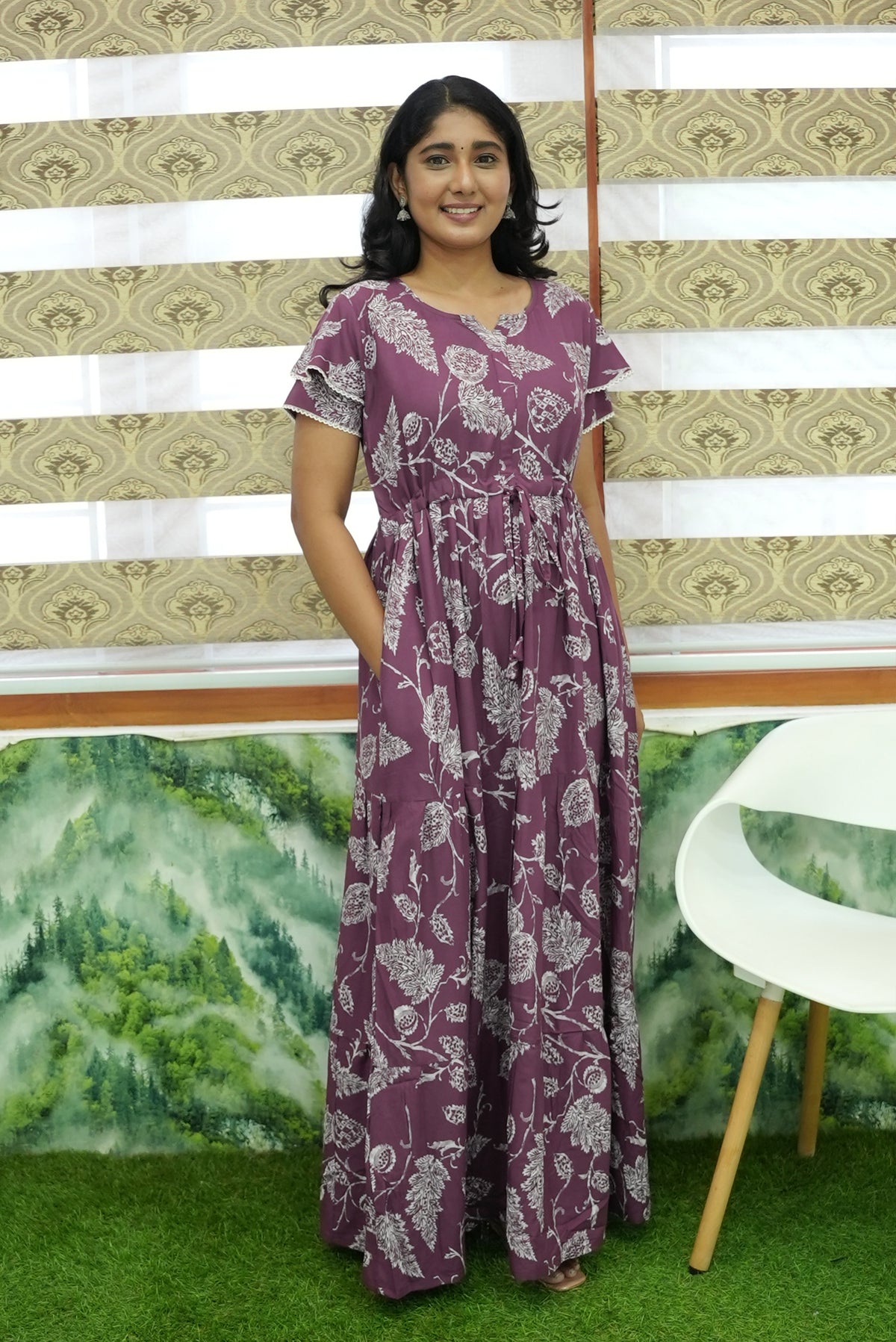 Stylish Arrivals Rayon Gathering Frock Model Night Gown's | Front Adjustable Gathering Style Rope Rope | Double Layer Sleeve | Trending Collection's for Stylish Women's (FKG)