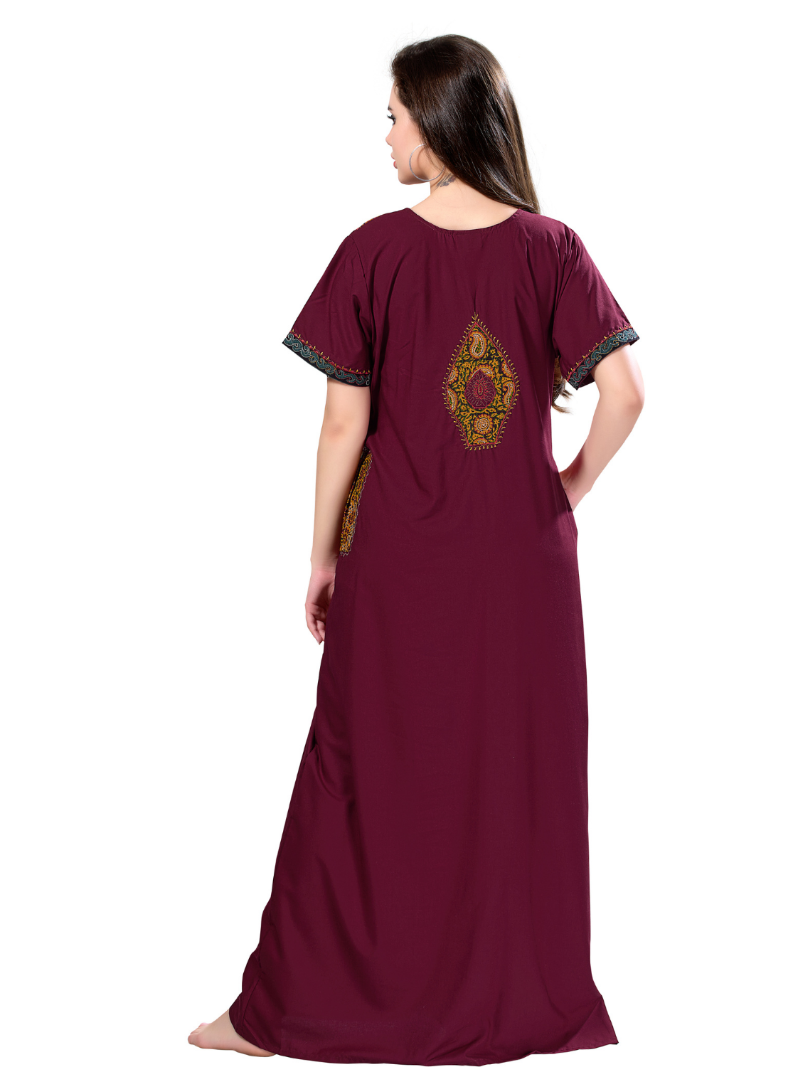 MANGAI Premium KARACHI Embroidery Nighties | Beautiful Embroidery Design's | Branded Quality | Half Sleeve | Regular Model | Stylish Nightdress for Women (KEM)
