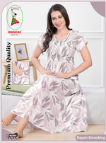 MANGAI Premium RAYON Smocking Nighty | Beautiful Pleated Design | Side Pocket | Stylish Nighty for Trendy Women's | Your Perfect Nightwear Collection's (RYS)