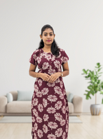 MANGAI New Regular Fit Cotton Printed Nighties - All Over Printed Stylish Nightwear for Stylish Women | Side Cut Pocket | Beautiful Nighties for Stylish Women's | Colourful Printed Cotton Nighties (HCC)