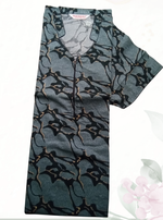 MANGAI Regular Cotton Printed Nighty for Women | Collar Neck Front Zipper Full Length Nighty with Side Pocket | Half Sleeve Comfort Fit House Wear (ATR)