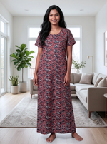 MANGAI New Regular Fit Cotton Printed Nighties - All Over Printed Stylish Nightwear for Stylish Women | Side Cut Pocket | Beautiful Nighties for Stylish Women's | Colourful Printed Cotton Nighties (ATR)