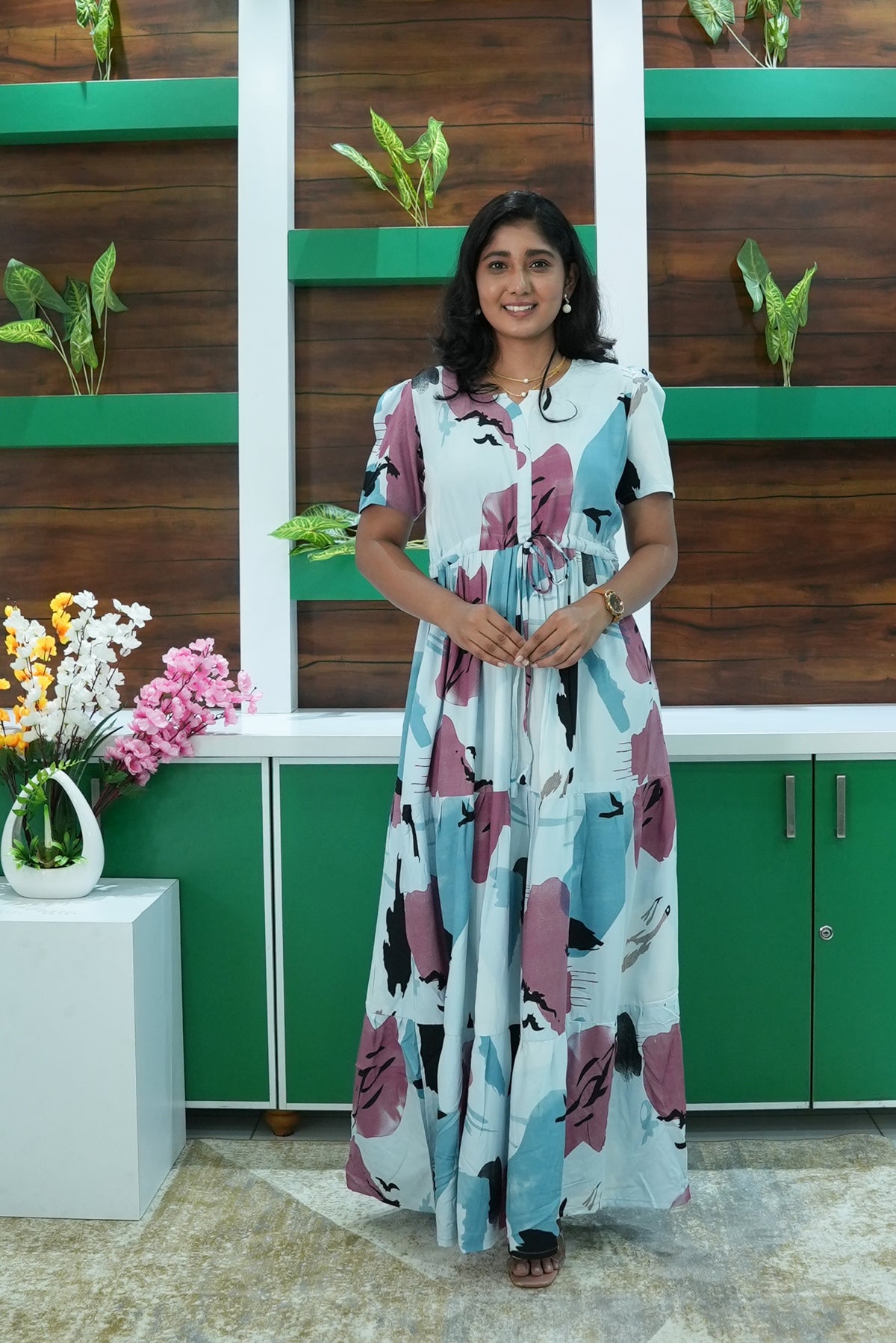 Stylish Arrivals Rayon Gathering Frock Model Night Gown's | Front Adjustable Gathering Style Rope Rope | Puff Sleeve | Trending Collection's for Stylish Women's (GFK)